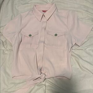 Guess Pink Short Sleeve button down with tie Shirt